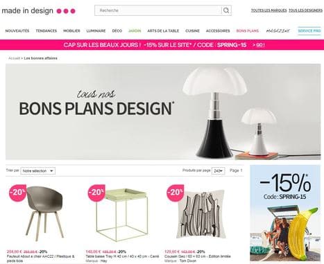 madeindesign est un des meilleurs sites de ventes privées de décoration