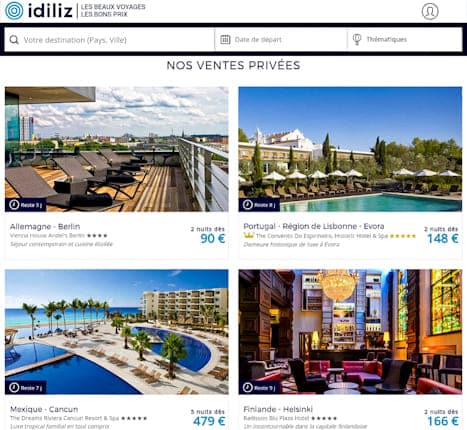 idiliz est un des meilleurs sites de ventes privées de voyage